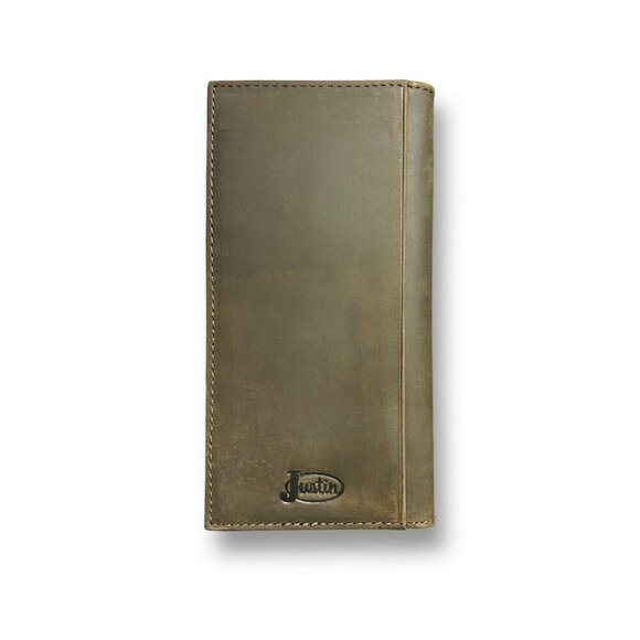 Justin Rodeo Wallet Brown Genuine Leather Tooled Western Stitch RFID Long Bifold - Picture 6 of 6